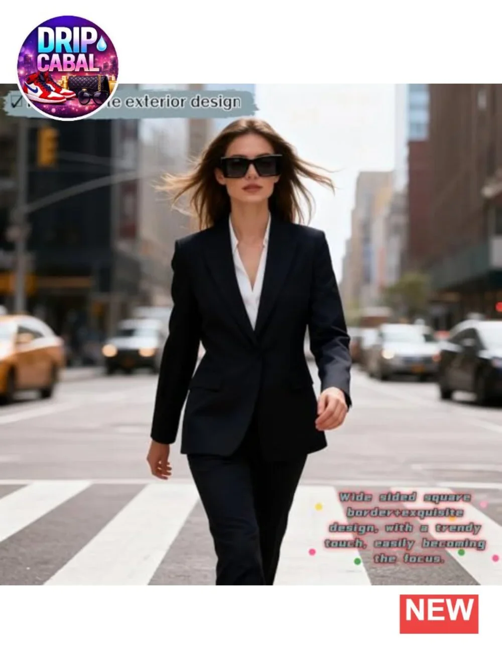Oversized Square Sunglasses Women Retro UV Protection Plastic Frame